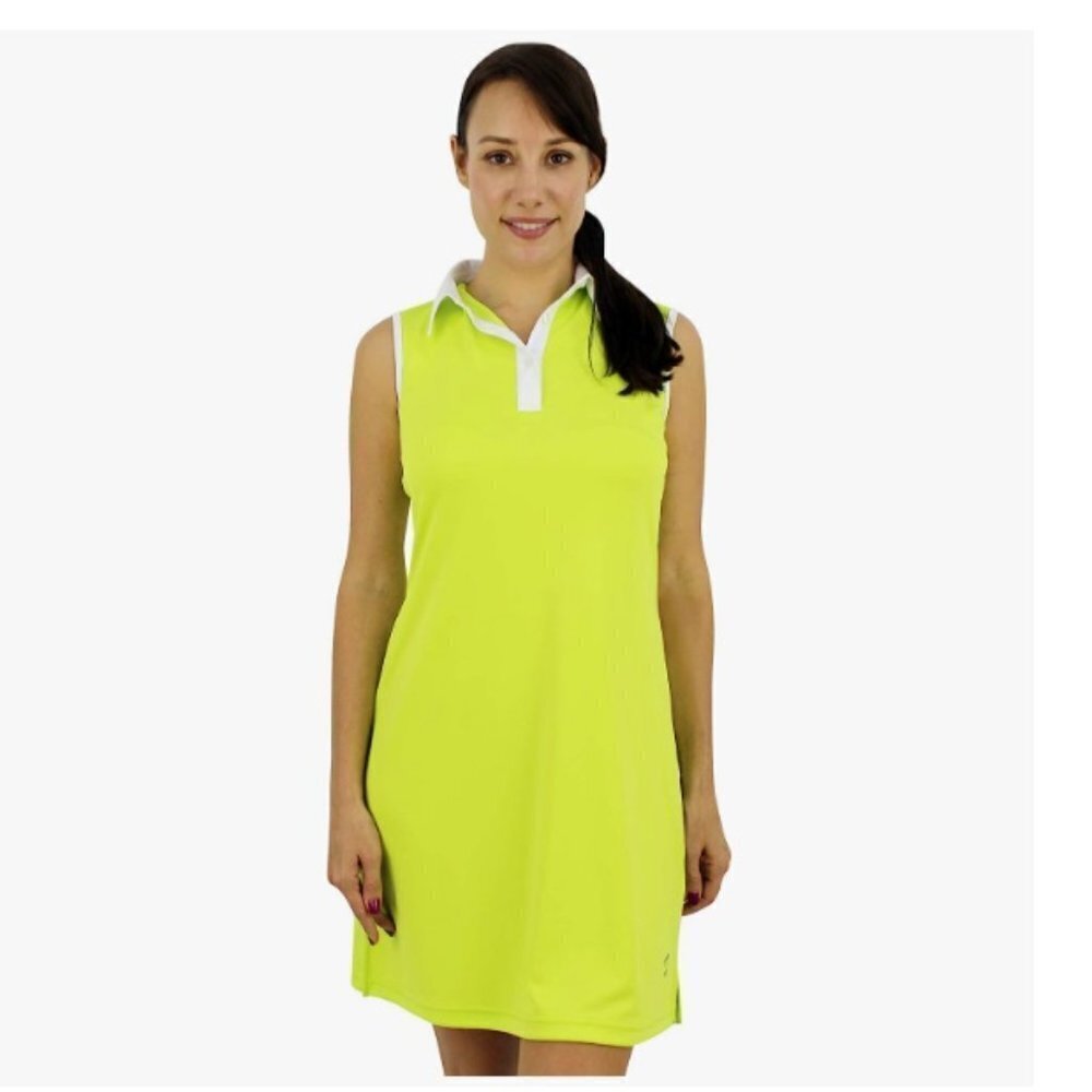 SAVALINO Jennifer Polo Sports Dress - Sleeveless Golf & Tennis Dress Lime 2XL